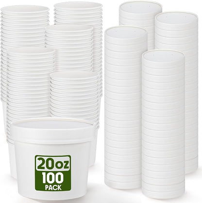 Fulmoon 100 Pack Paper Soup Containers by Fulmoon