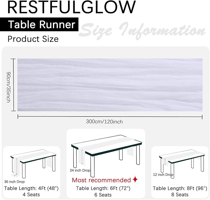6 Pack White Cheesecloth Table Runner 35 x 120 Inch | Boho Gauze Fabric - Image 3