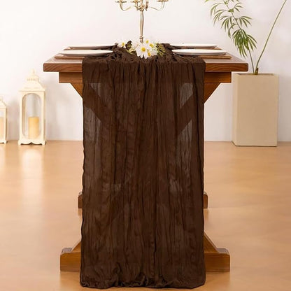 6Pack Brown Cheesecloth Table Runner 17x108 inch Sheer Brown Table Runners | - Image 2