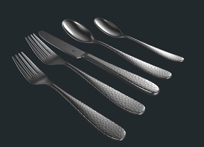Hammered Silverware Set | Premium 18/10 Stainless Steel Flatware Service - Image 3