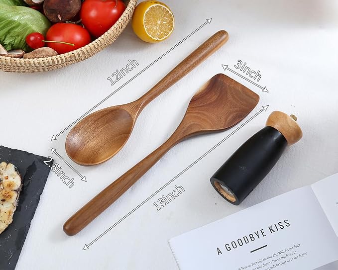 Wooden Cooking Spoon Utensils, Spoons Spatulas Set - Image 4