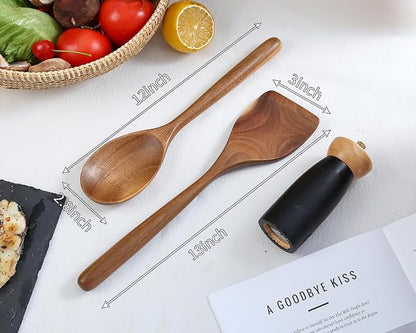 Wooden Cooking Spoon Utensils, Spoons Spatulas Set - Image 4