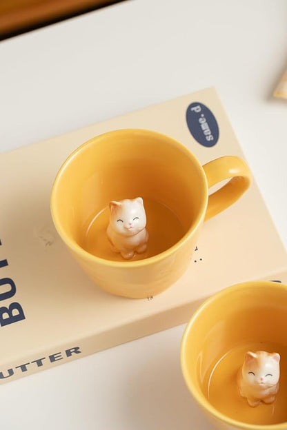 DIHOclub Cat Coffee Cup Hidden Ceramic Animal Inside Mug, Cute Cartoon Handmade - Image 5