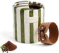 10oz Ceramic Coffee Mug with Sip Hole Hand-Painted Striped Ceramic Cup | Unique by Foubret