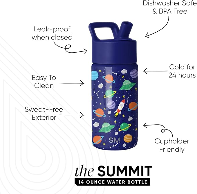 Simple Modern Kids Water Bottle & Toddler Cup | 14oz | Space | Insulated - Image 2