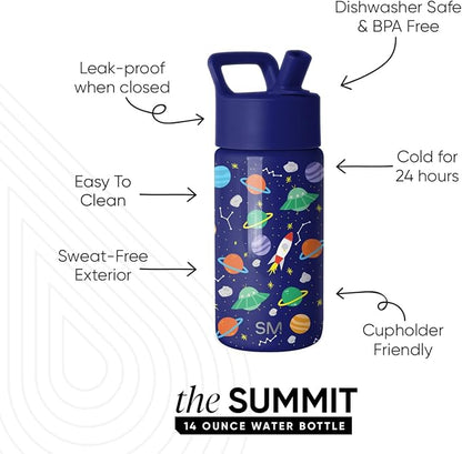 Simple Modern Kids Water Bottle & Toddler Cup | 14oz | Space | Insulated - Image 2