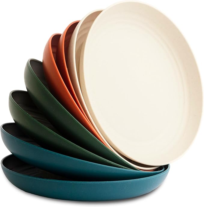 8-Pack Reusable Wheat Straw Plates Set by NookTheory