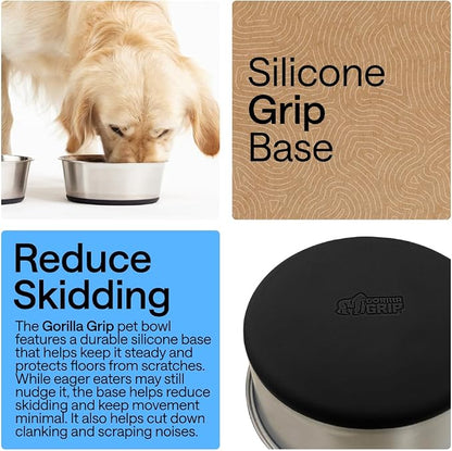 GORILLA GRIP Dog Bowl, Holds 6 Cups, Food Grade 304 Stainless Steel Food and - Image 3