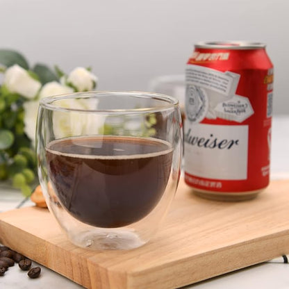 2pcs 8.5OZ/250ml Coffee Glasses Clear Insulated Coffee Mug, Glass Coffee Mug - Image 5
