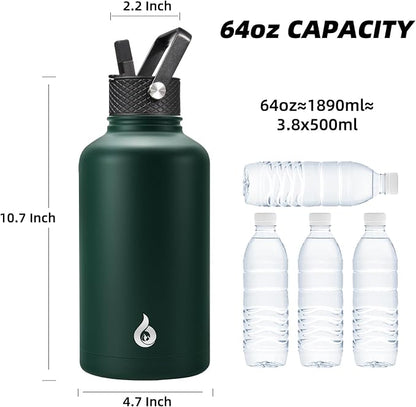 BJPKPK 64oz Insulated Water Bottle, Half Gallon Water Jug - Image 4