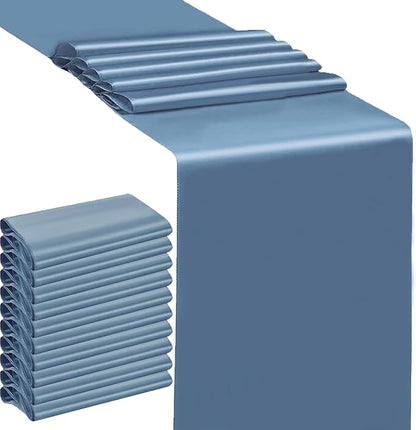 Satin Dusty Blue Table Runners 10 Pack by SINSSOWL