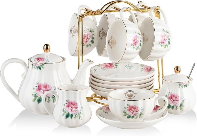 Sweejar Porcelain Tea Sets British Royal Series, 8 OZ Cups & Saucer Service by Sweejarco1949