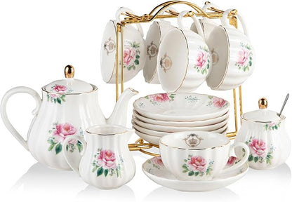 Sweejar Porcelain Tea Sets British Royal Series, 8 OZ Cups & Saucer Service by Sweejarco1949