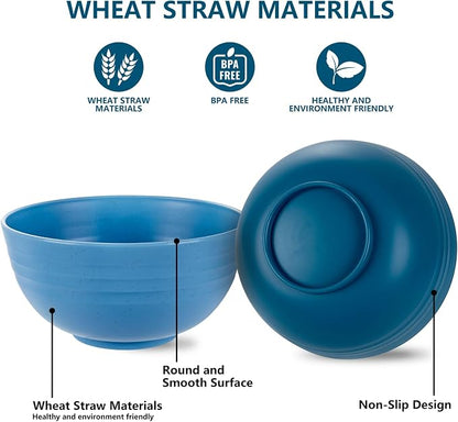 Rubtlamp 16pcs Wheat Straw Dinnerware Set, Unbreakable Plates And Bowls Sets of - Image 8