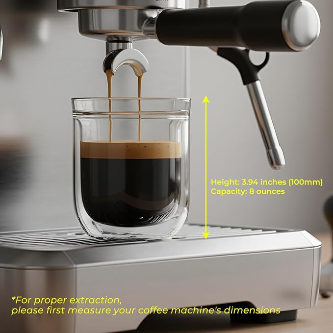 Aquach 8oz Double Walled Glass Espresso Cups Set of 2, Insulated Small Mugs | - Image 3