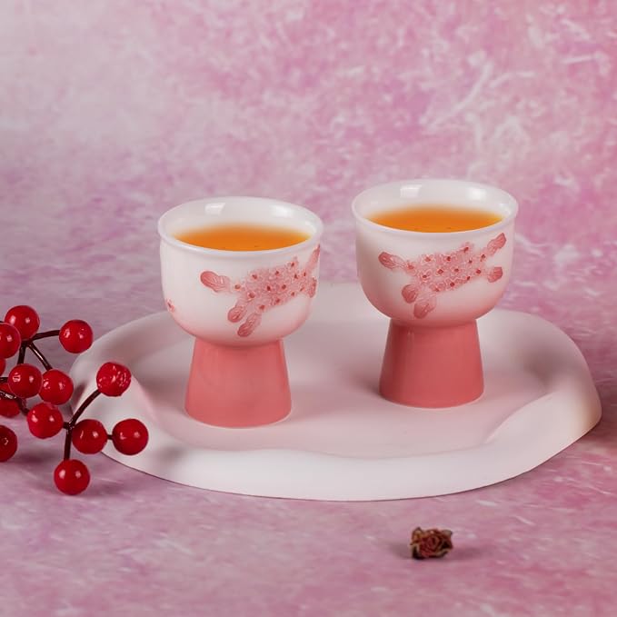 KAMMAK Tea Cup, 2oz Small Tea Cups, Porcelain Tea Cups Set - Image 3