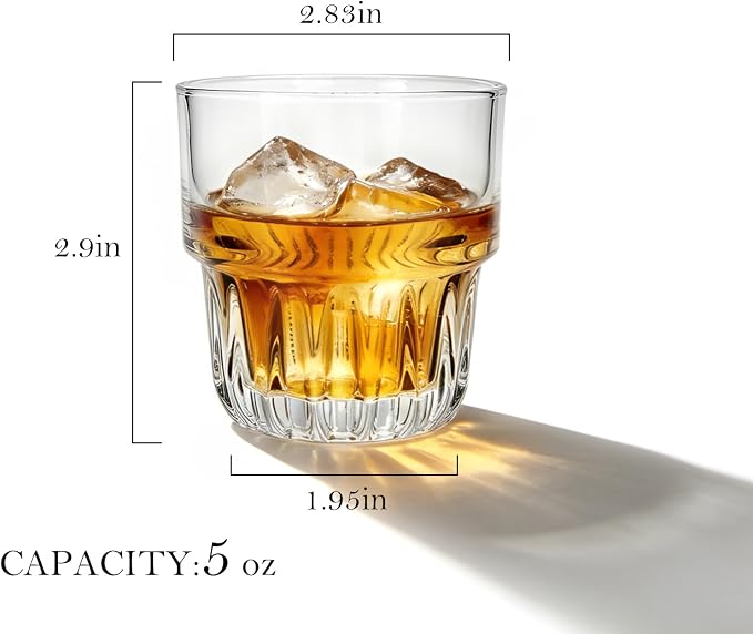 5oz Mini Old Fashioned Whisky Glasses 4 Pack, Small Juice & Cortado Glasses | - Image 3