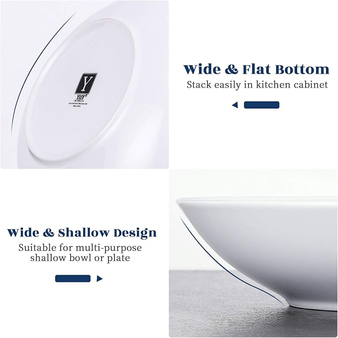 Y YHY 8" Pasta Bowls Set for 6, Porcelain 22oz Salad Bowls Set for Serving Soup - Image 5