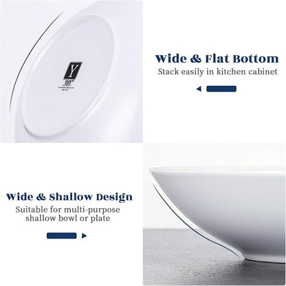 Y YHY 8" Pasta Bowls Set for 6, Porcelain 22oz Salad Bowls Set for Serving Soup - Image 5