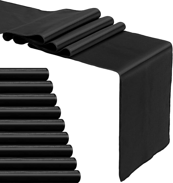 10-Pack Black Satin Table Runner 12 x 108 Inch Long Bright and Smooth Silk - Image 8
