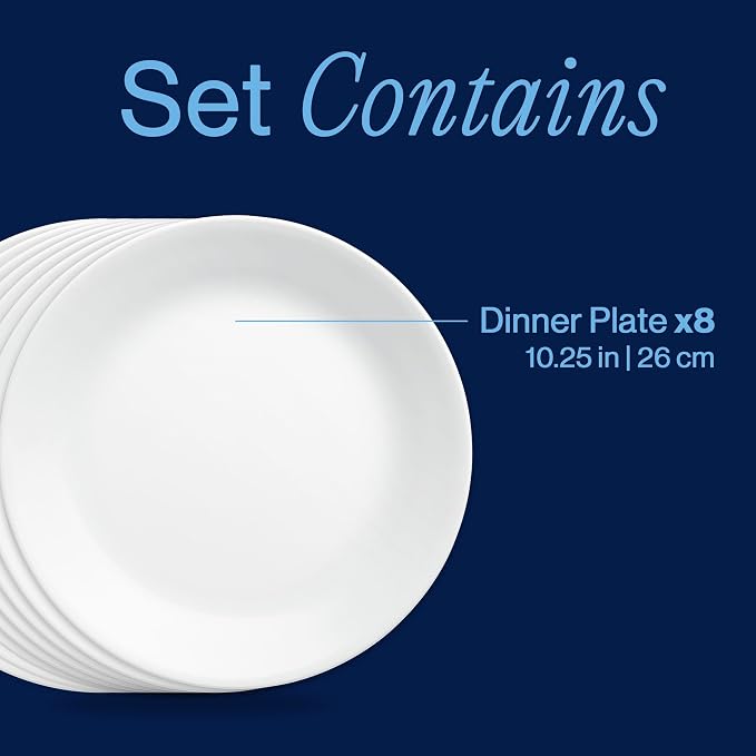 Corelle Vitrelle 8-Piece Dinner Plates Set Triple Layer Glass and Chip Resistant - Image 3