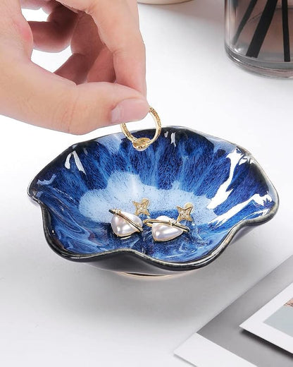 JAMEND CLXP 2PCS Lotus Leaf Shape Ring Holder Dish, Small Key Bowl, Ceramic - Image 4