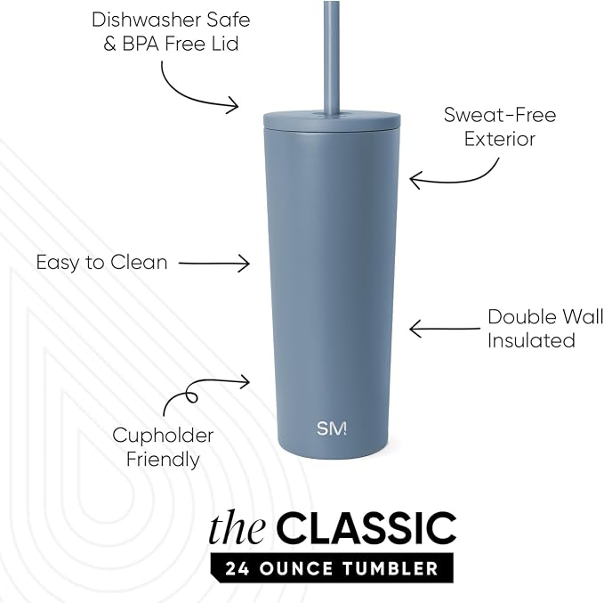 Simple Modern Iced Coffee Tumbler, Insulated | 24oz | Blue | Reusable Stainless - Image 2