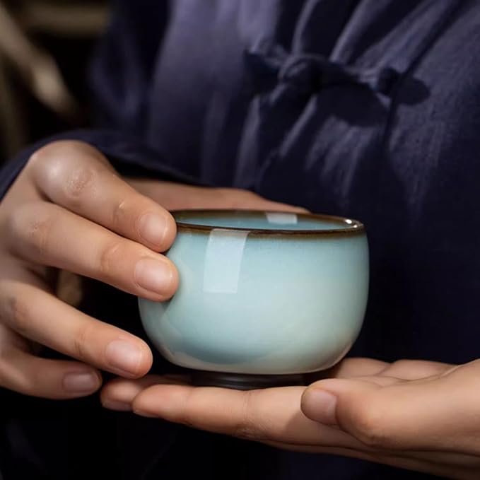 KAMMAK Japanese Tea Cups, 4 Oz Small Handmade Ceramic Teacups, Loose Leaf and - Image 6