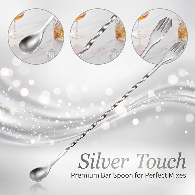 Boao 16 Pcs 10 Inch Long Bar Spoon Cocktail Spoon Stirring Mixing Stainless - Image 3