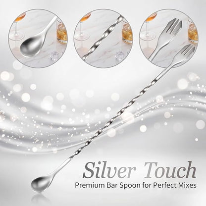 Boao 16 Pcs 10 Inch Long Bar Spoon Cocktail Spoon Stirring Mixing Stainless - Image 3