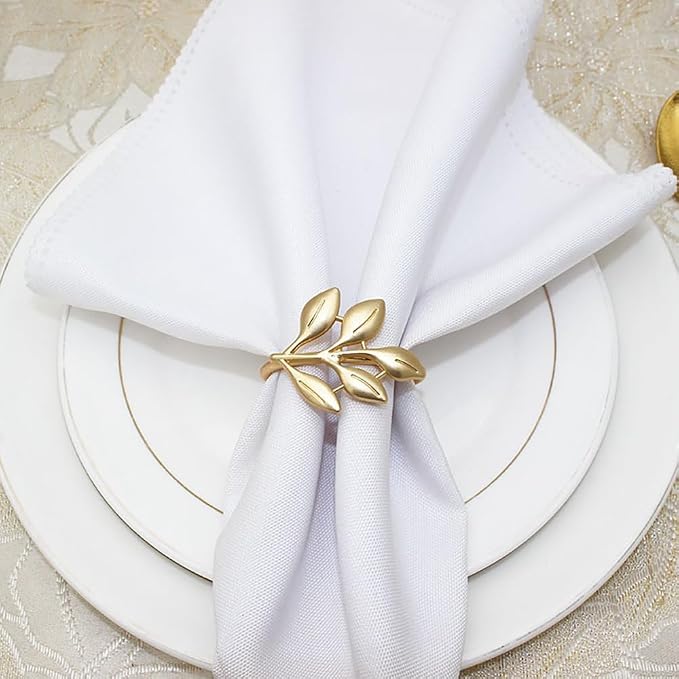 14K Gold Napkin Rings Set of 12, Metal Gold Napkins Rings Holder Buckles - Image 3