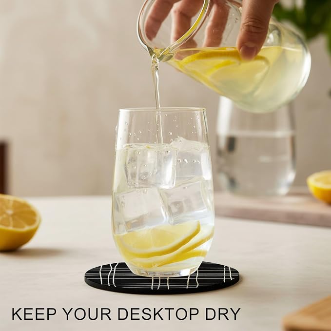 Simple Grid Coasters Set of 6 Absorbent Coasters - Image 2
