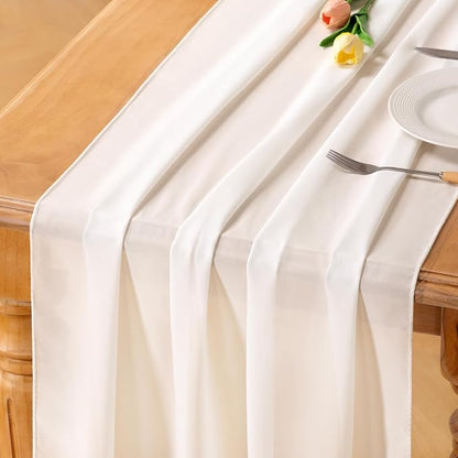 Ivory White Chiffon Table Runner Summer Boho Wedding Birthday Party Decor | by Socomi