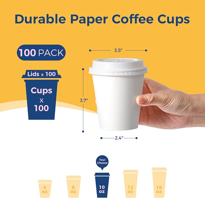 Fit Meal Prep 100 Pack 10 oz Disposable Coffee Cups - Image 2