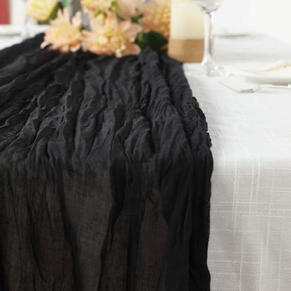 Efavormart 10ft Black Gauze Table Runner - Image 2