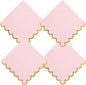 100 pack Pink Cocktail Napkins with Gold Foil Accents Scalloped Edges 5 x 5 inch Beverage Disposable Napkin Party Decoration Wedding Bridal and Baby Shower Dinner Lunch Supplies