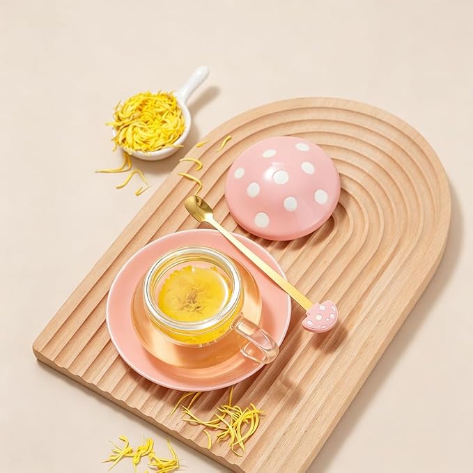 Mushroom Tea Cup Set, Cute Cups Glass Tea Cups - Image 3