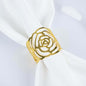 Efavormart 4 Pack | Shiny Gold Laser Cut Rose Metal Cuff Napkin Rings, by efavormart
