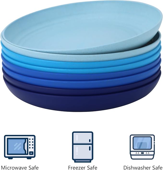 Salad Plates 10 Inch Unbreakable Wheat Straw Plates Dinner Plates Set of 8 - Image 3