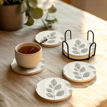 VEYRO Ceramic Coasters Set of 6 or 4 – Absorbent Stone Drink Coasters - Image 2