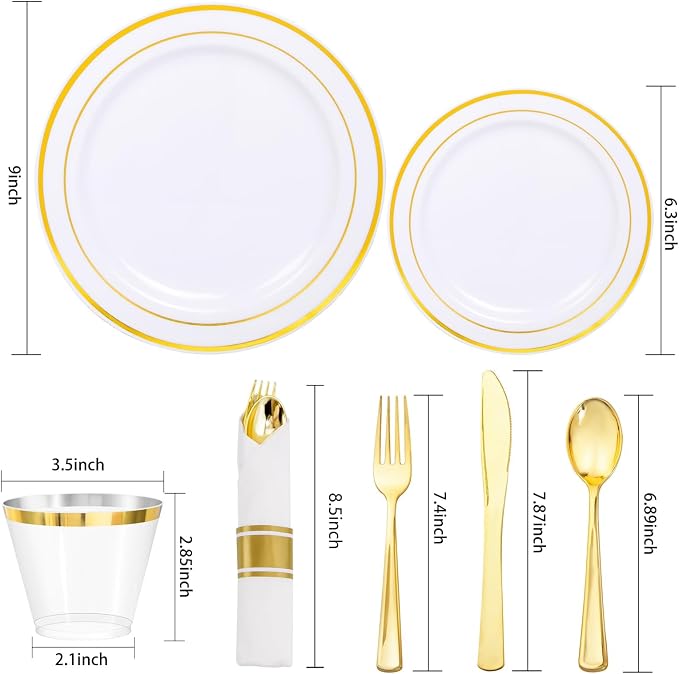 350Piece Gold Dinnerware Set for 50 Guests - Image 8