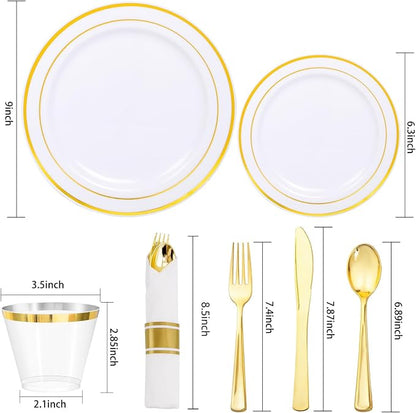 350Piece Gold Dinnerware Set for 50 Guests - Image 8