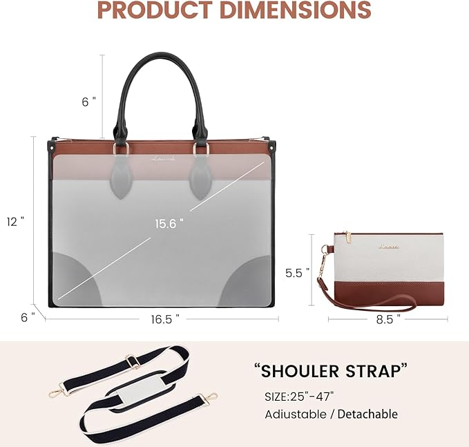 LOVEVOOK Laptop Bag for Women 15.6 lnch, Waterproof Laptops Tote Bags for Womens - Image 4