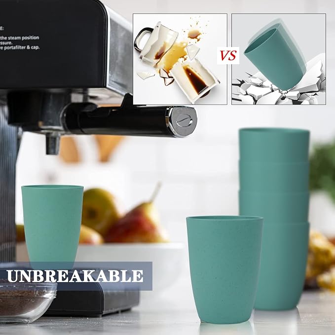 Homienly Plastic Cups Reusable 8 PCS Wheat Straw Cups a Good Alternative - Image 6