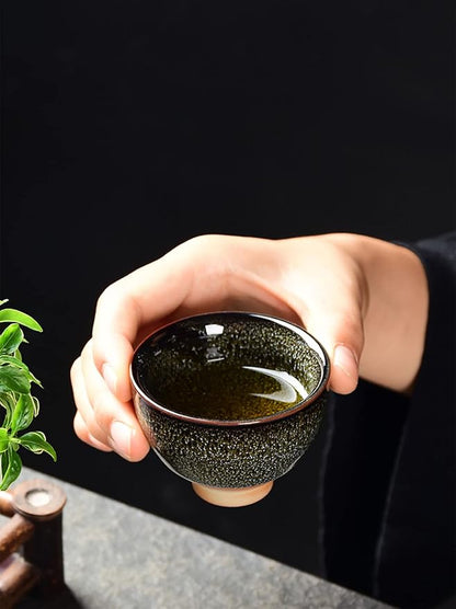 Dark Brown Ceramic Kung Fu Tea Set of 6, Japanese & Chinese Tea Cups, Sake Cup - Image 4