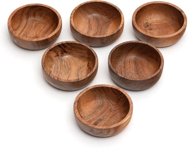 Acacia Wood Bowls: Handcrafted, 6 Bowls of 3.75-inch, 0.25 liters Capacity Each - Image 8