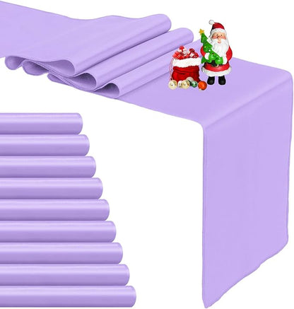 10-Pack Lavender Satin Table Runner 12 x 108 Inch Long Bright and Smooth Silk by Pufogu