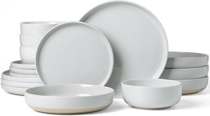 Famiware Milkyway 16-Piece Stoneware Plates and Bowls, Light Gray | Dinnerware by Famiware