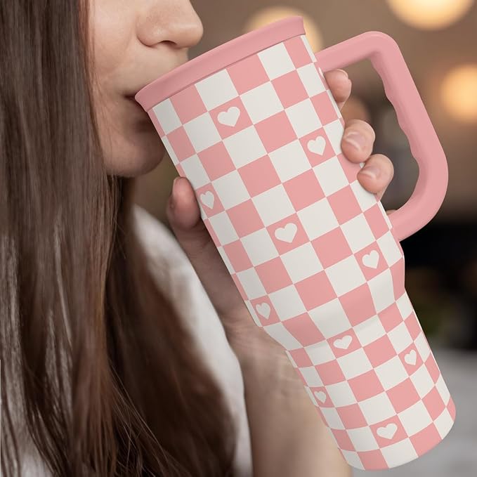 40oz Checkered and Heart Tumbler - Image 7