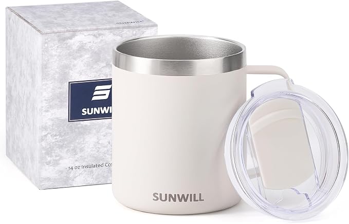 SUNWILL Travel Coffee Mug with Lid, Insulated Tumbler with Handle, 14 oz - Image 5